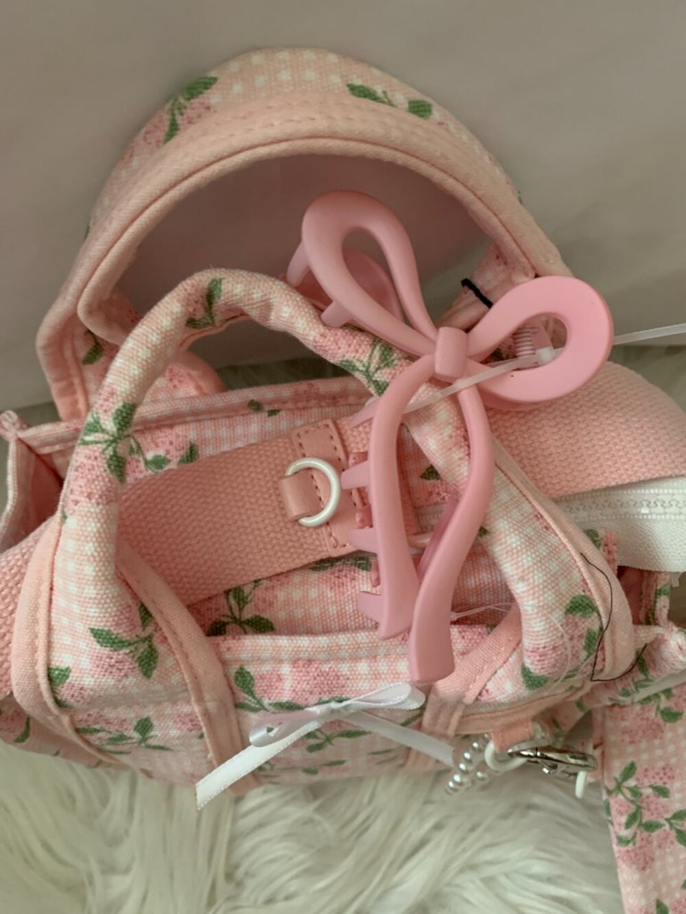 MADDEN GIRL Gingham Floral Mini Tote with Wristlet (+BONUS) - Picture 3 of 7